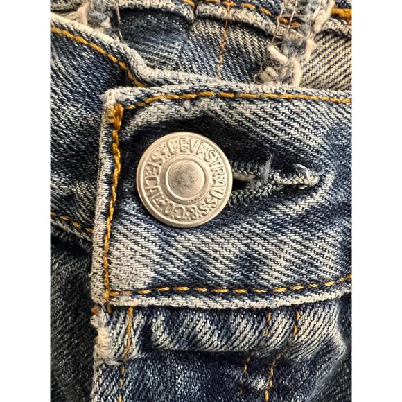 Levi's Distressed Cutoff Denim Skirt Reworked High Rise Blue - 4/6 - Picture 6 of 11